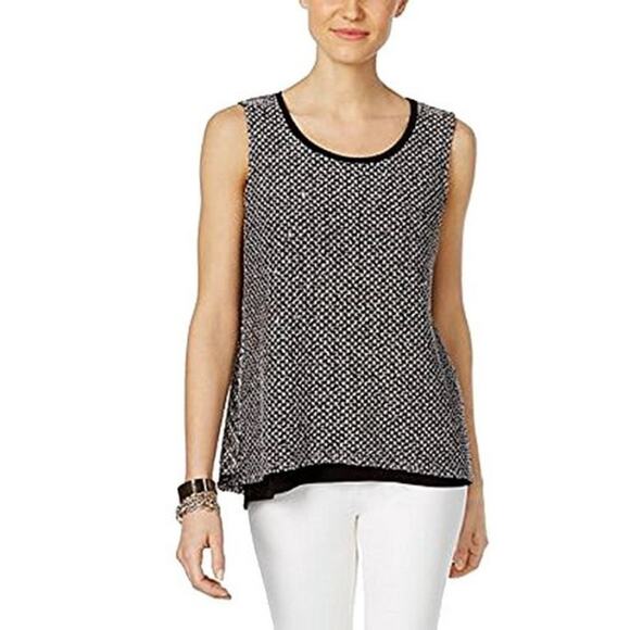 INC International Concepts Layered Sleeveless Top Sequin Split Back Large - Picture 1 of 9